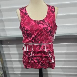 Coldwater Creek Pink Ruffled Sleeveless Tank Top
